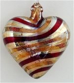 Red White and Gold Heart Christmas Ornament